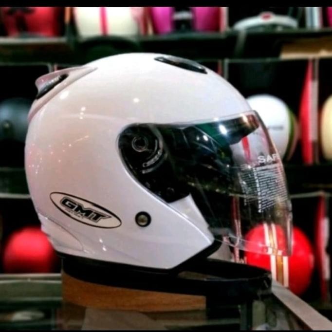 Helm Half Face Gmt/Helm Double Visor/Helm Motor Sni/Helm Murah/Putih