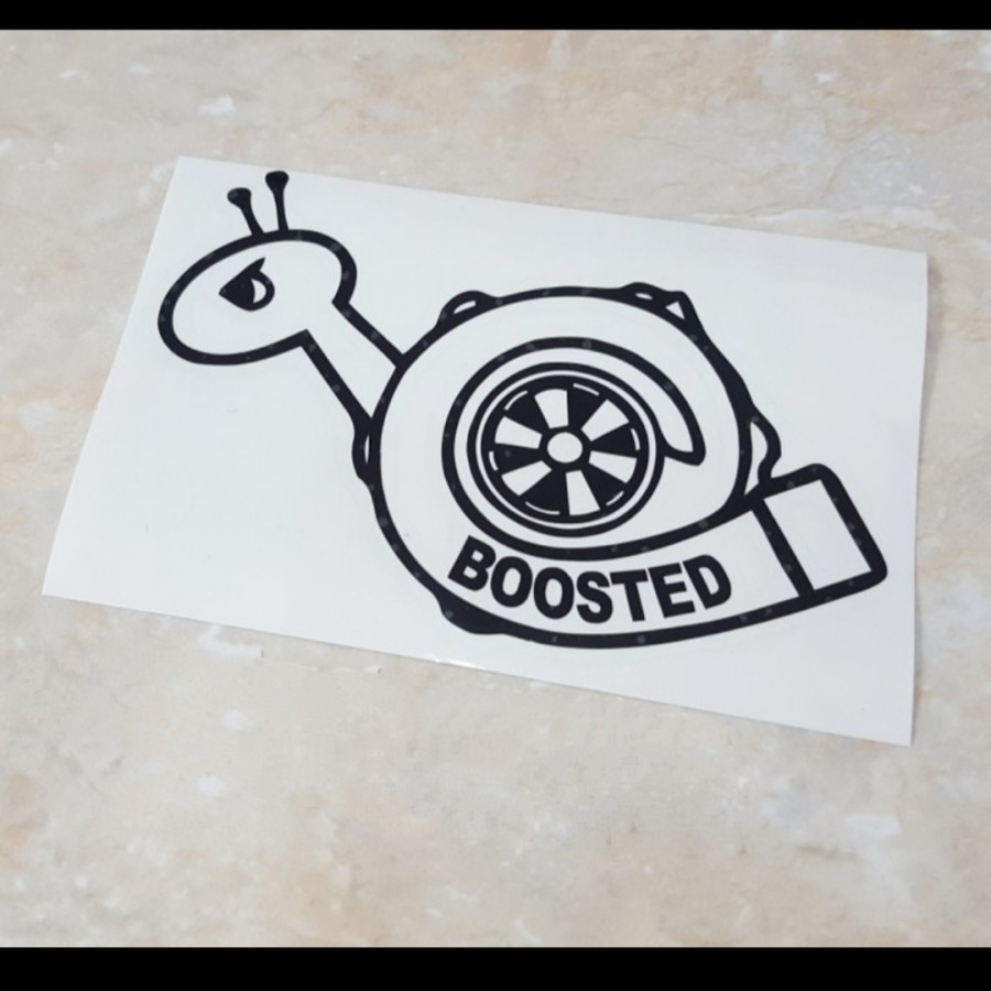 stiker mobil keong turbo BOOSTED Decal Sticker Siput Keong Turbo - Putih