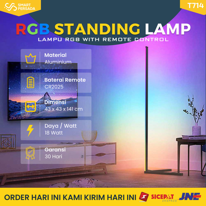 KOMPLIT Lampu Standing Lamp RGB Light Aesthetic Dekorasi Kamar Gaming Remote