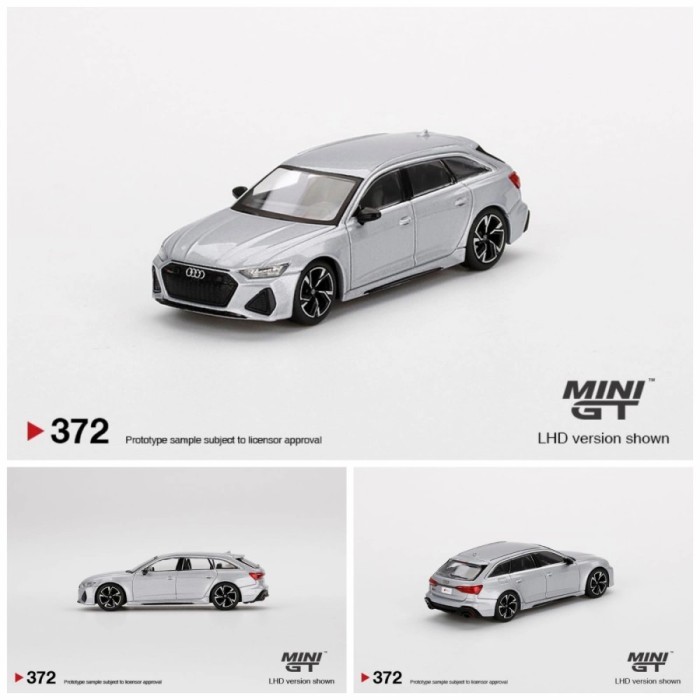 MINIGT 372 AUDI RS 6 AVANT CARBON BLACK EDITION FLORETT SILVER DIECAST