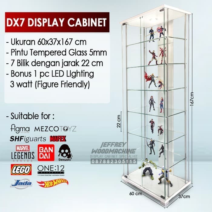 Lemari rak kaca action figure pajangan pajang 60 cm 2 pintu minimalis