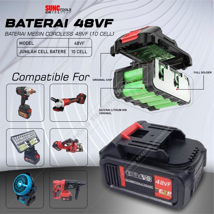 JLD Baterai Cordless 48 Volt Battery 48V Batere Mesin Bor JLD