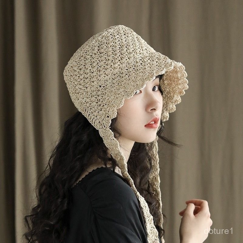 Straw Woven Strap Hat Straw Hat for Women Retro Palace Lolita Spring Summer Japanese Style Princess 