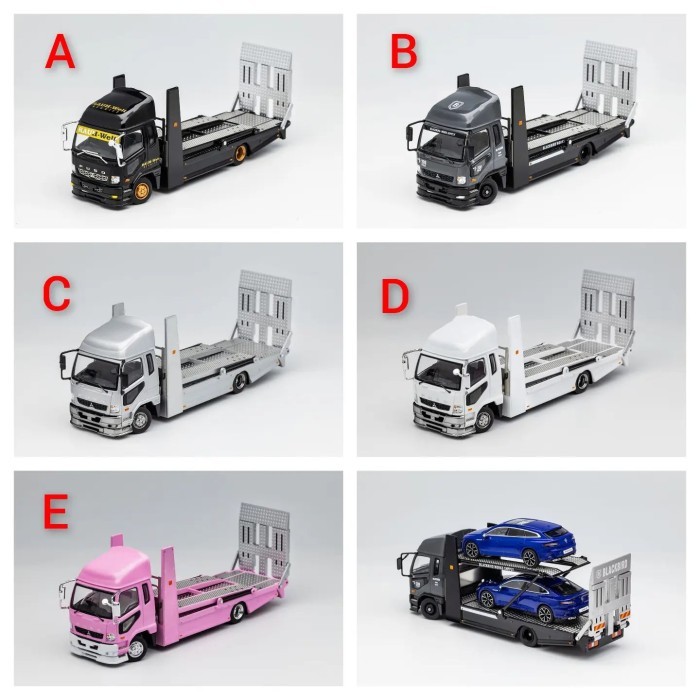 GCD 1/64 Mitsubishi Fuso Double Decker Transport Truck RWB Livery Grey Diecast