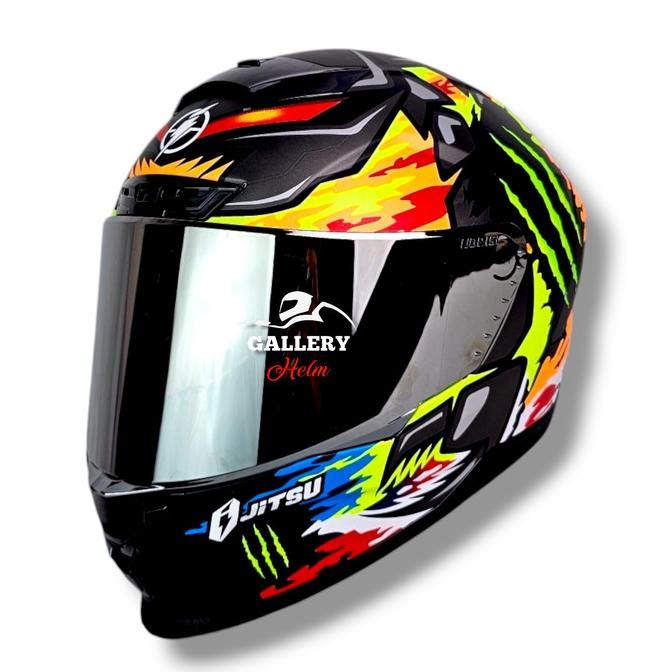Jitsu Air 1 Motif Element Visor Silver Terbaru / Helm Full Face Jitsu Sni Suport Intercom