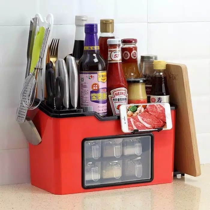 

BERMUTU Multifunctional kitchen shelf /Rak bumbu dapur serbaguna dgn 6laci Fio