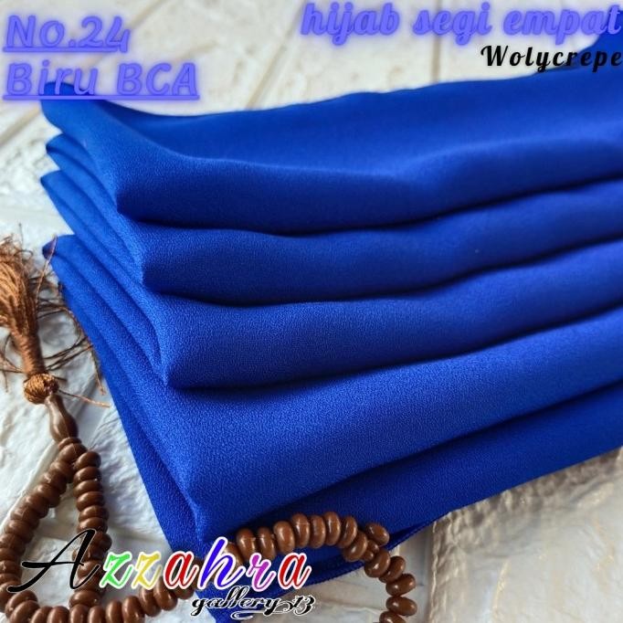NEW PRODUK JILBAB HIJAB KERUDUNG SEGI EMPAT WOLYCREPE NO.24 BIRU BCA 