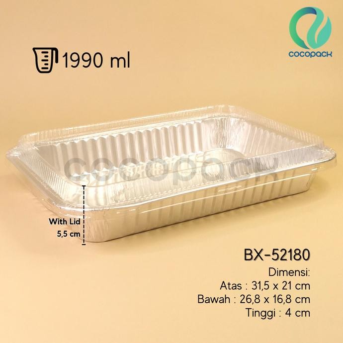 Terbaru Aluminium Foil Tray BX-52180 + Tutup Mika