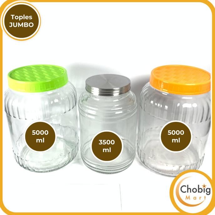 Terbaru Toples Kaca Besar Jumbo 5L Wadah Tutup Kerupuk Tempat Simpan
