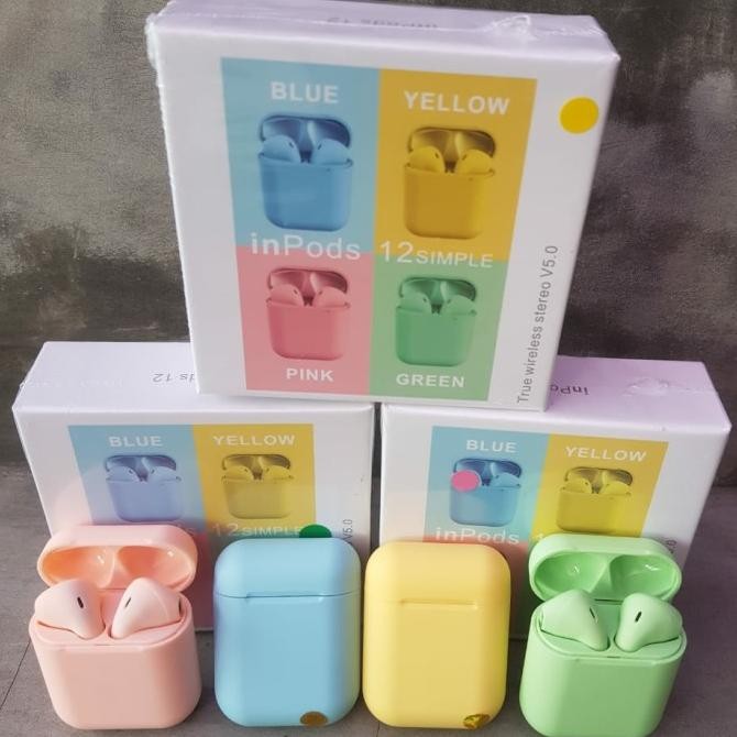 Original Earphone Bluetooth I12 Tws Macaron Headset Handsfree