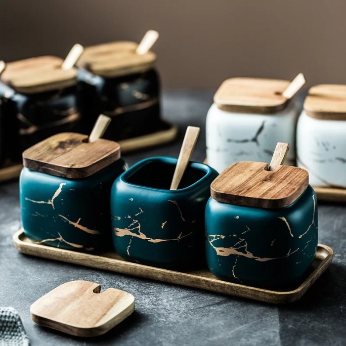 

PROMO SPECIAL Tempat Bumbu Dapur Marble Nordic Marble Pattern Ceramic Seasoning Jar