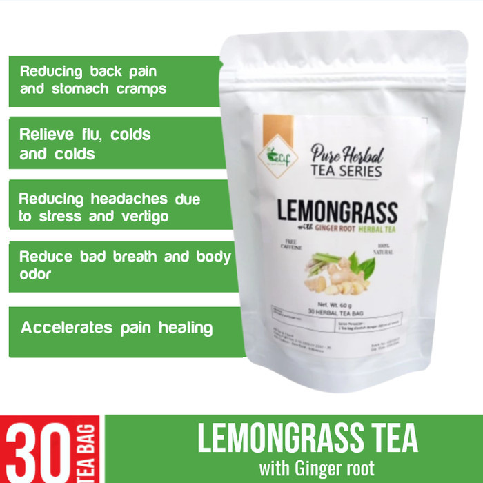 

PRODUK TERBATAS Lemongrass Ginger Tea : Lemongrass with Ginger Serai Jahe (30 Tea Bag)