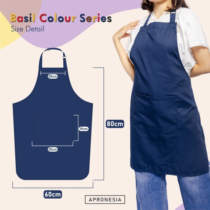 

TERLENGKAP Apron Basil Color Series NAVY Celemek Masak Barista Apronesia