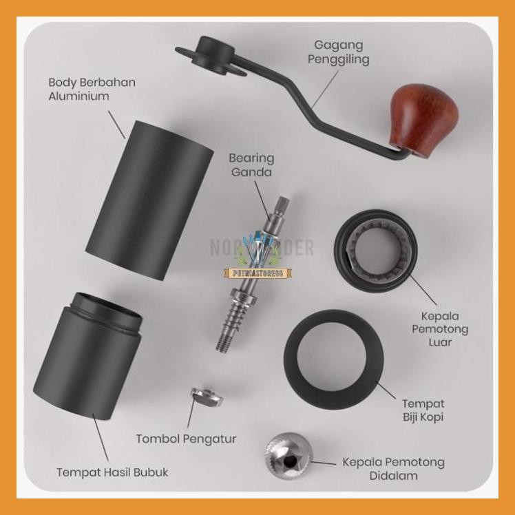 HAND COFFEE GRINDER KOPI MANUAL METAL BODY STAINLESS STEEL BURR JS-G2
