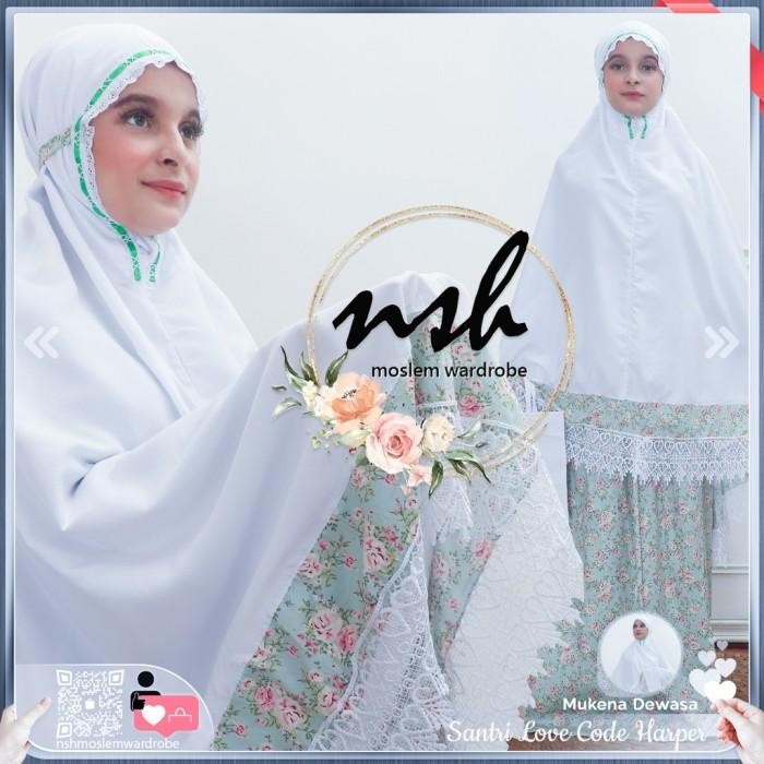 mukena santri katun jepang renda love lembut premium