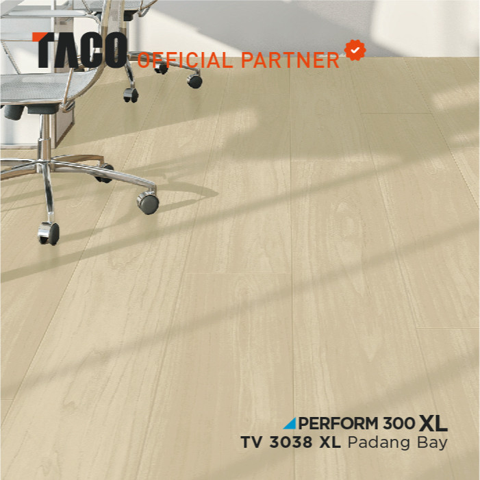 TACO Lantai Vinyl XL 3mm Motif Kayu per 1 Box (Isi 12 lembar / 3,34 m²) - TV 3038 XL Padang Bay
