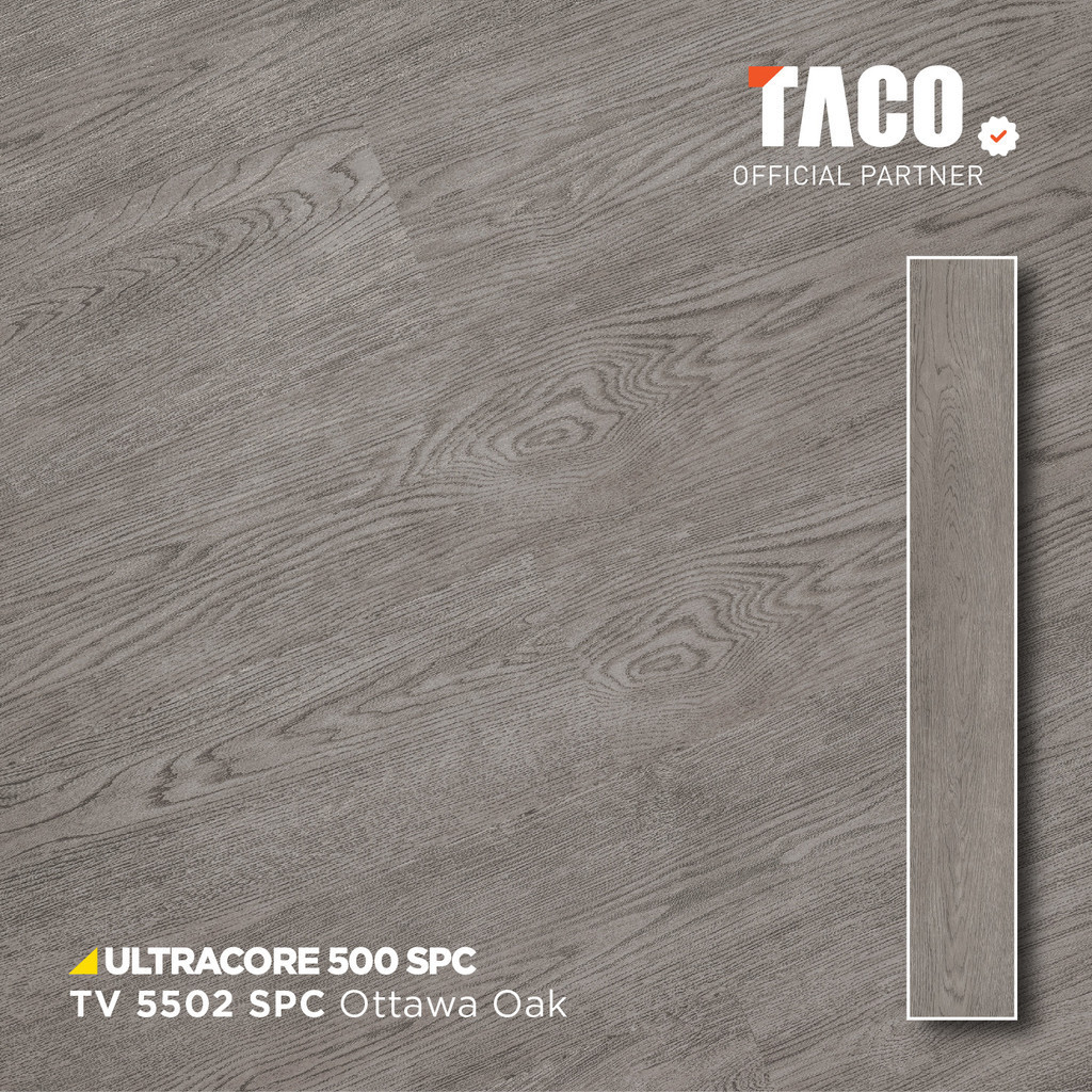 TACO Lantai SPC 5mm Klik Motif Kayu Per 1 Box (Isi 11 Lembar / 2,29 m²) - TV 5502 Ottawa Oak