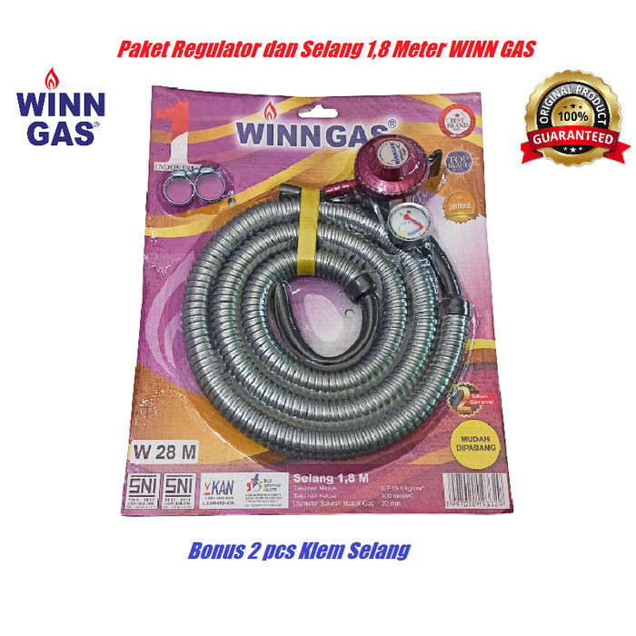 Paket Regulator dan Selang WINN GAS 1,8 Meter + W 18 M