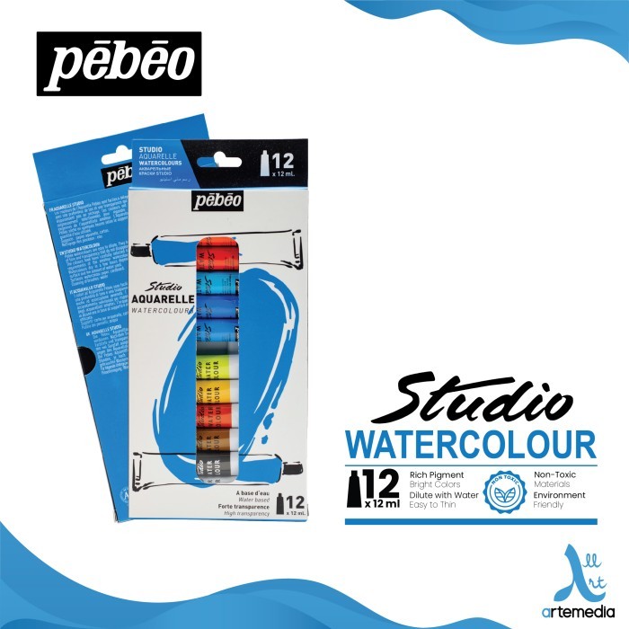 

TERBARU Cat Air Pebeo Studio Watercolor Paint 12x12ml Tube Set HOT SALE!