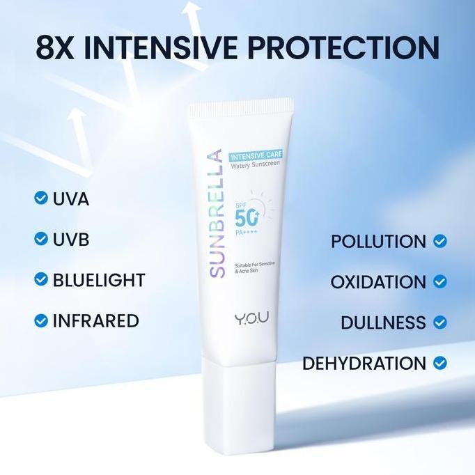 YOU Sunbrella Intensive Care Watery Sunscreen SPF50+ PA++++ [Sunscreen Kevin COC] Tabir Surya Kulit 