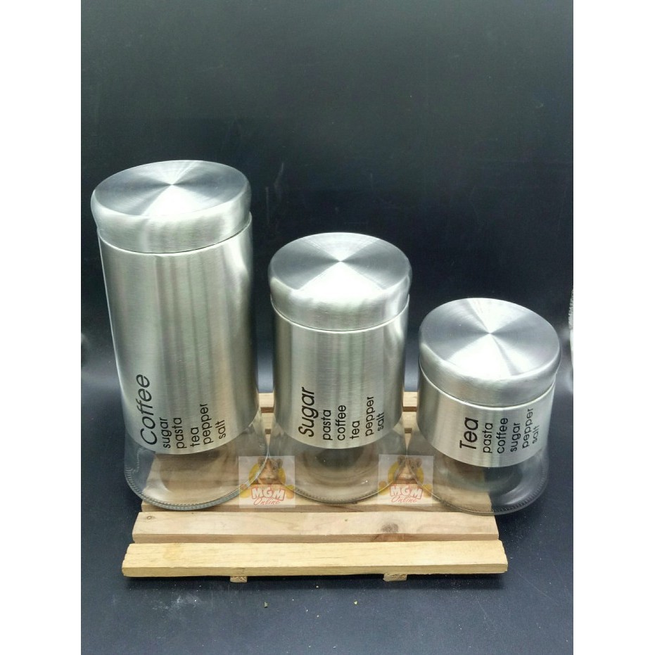 Toples Set 3Pc Jumbo Toples - Tempat Kopi Gula Teh - Toples Kue 2572