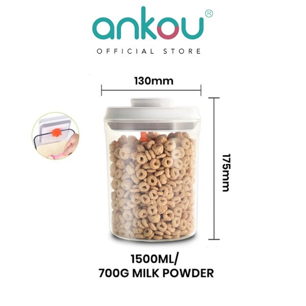 Ankou - Toples Susu Bubuk / Makanan Air Tight 1500Ml (Bulat)