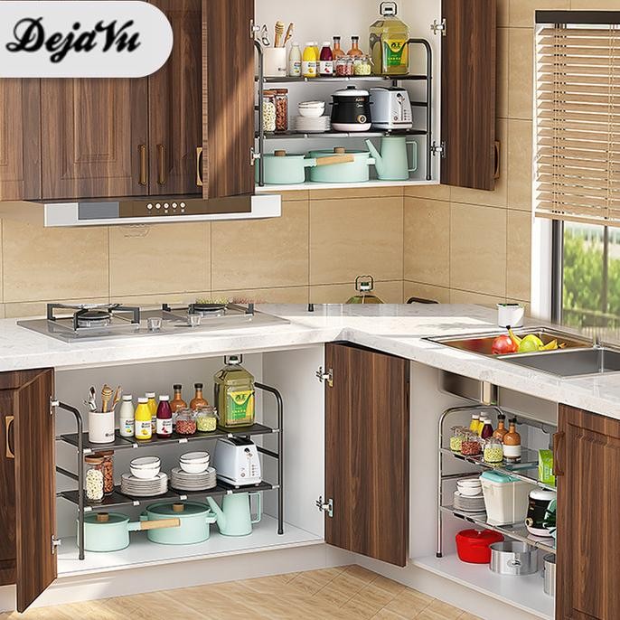 DEJAVU Rak Dapur Panci Bawah Wastafel Rak Bumbu Susun HRM160