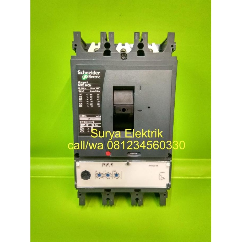 terbaru mcb mccb breaker schneider compact nsx400n 3p 400 amper 160/400a 50ka