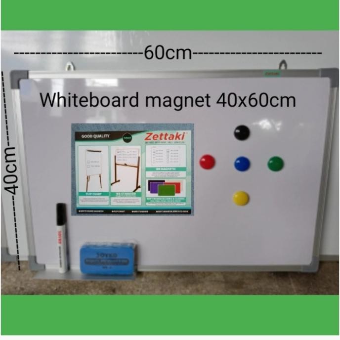 

PAPAN TULIS WHITEBOARD MAGNET GANTUNG SINGLE FACE ZETTAKI 40X60CM