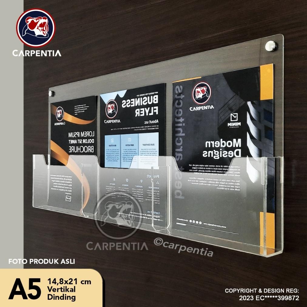 

DESPO CAENTIA TEMPAT BROSUR DINDING AKRILIK / HOLDER TEMBOK - 3 KANTONG A5 - TIPE D3