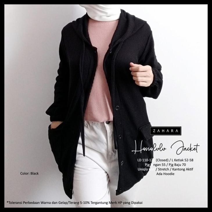 terbaru new honolulu jaket wanita kaos rajut halus hoodie modis casual promo