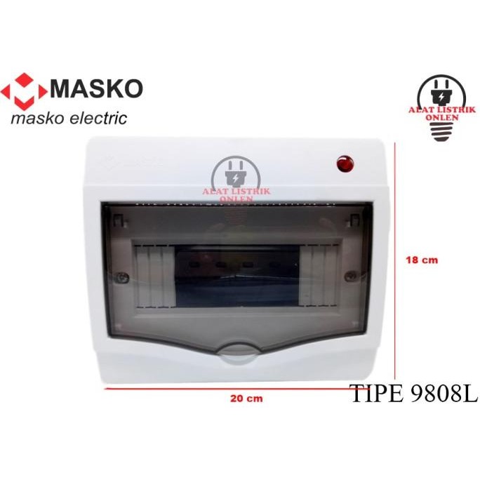 terbaru box mcb 8 group + lampu masko 9808l / rumah inbow / outbow ib /ob