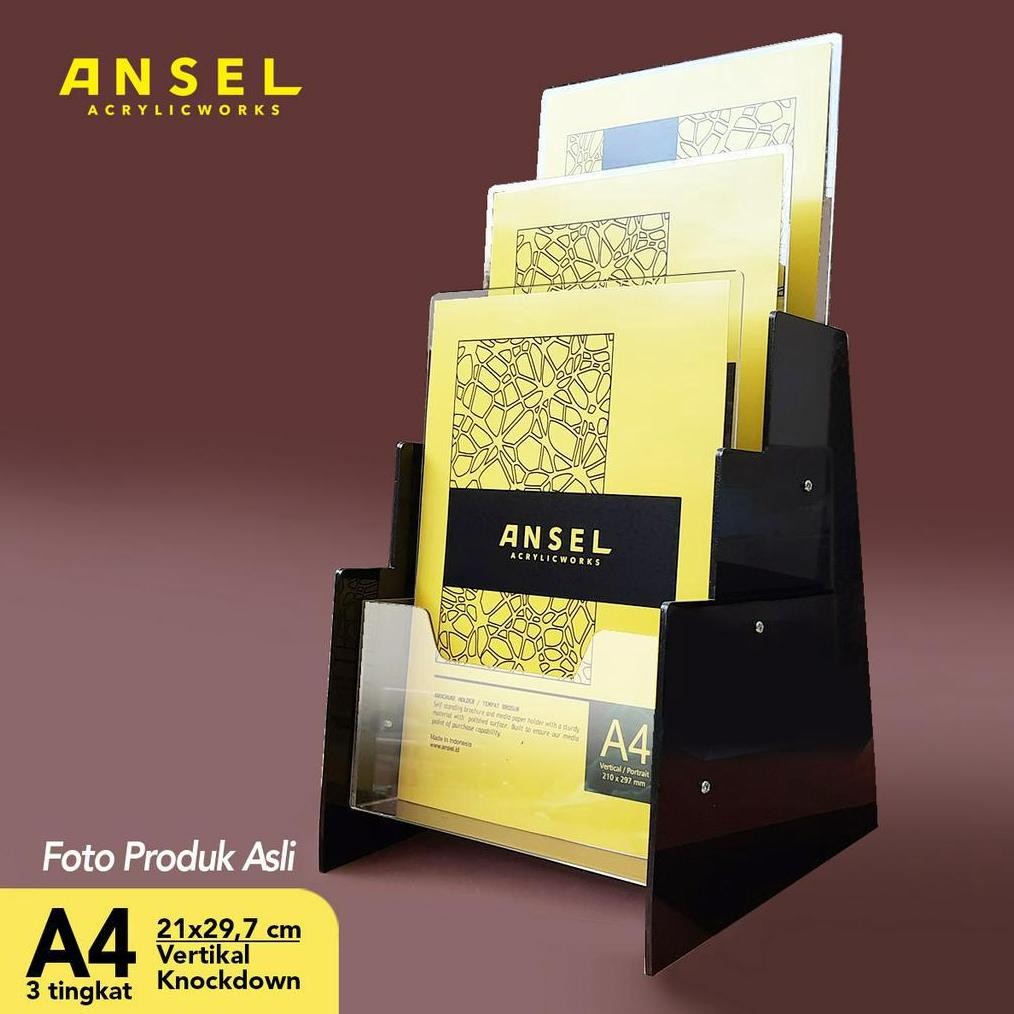 

DESPO ANSEL TEMPAT BROSUR AKRILIK / ACRYLIC FLYER HOLDER - A4 VER -TIPE C 3 SUSUN