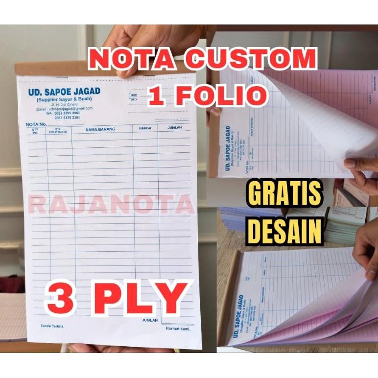 

DESPO CETAK NOTA CUSTOM UKURAN 1 FOLIO 3 RANGKAP GRATIS DESAIN REQUEST NAMA