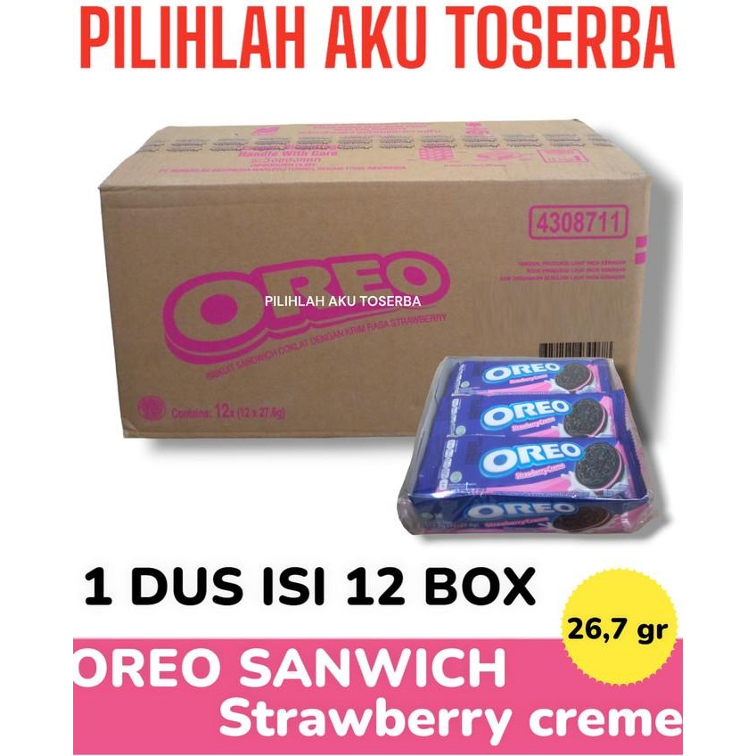 

Ele Biskuit Oreo Strawberry Creme / Stroberi Krim 12 X 38 Gr (1 Dus)