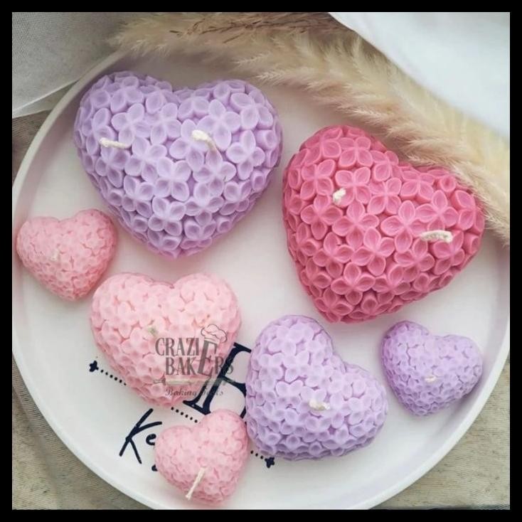

terbaru !!! cetakan silicone 3d love heart shape daisy flower candle mold ready