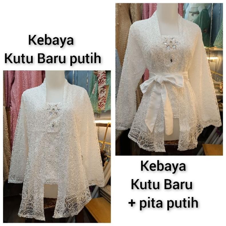 hjk ATASAN KEBAYA KUTU BARU PUTIH KEBAYA WANITA MODREN