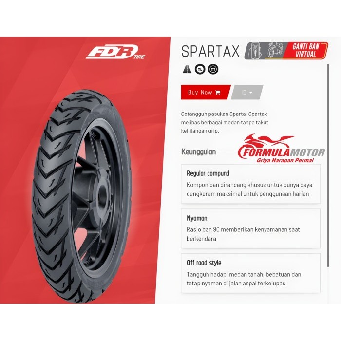 (Kargo) FDR Spartax Ring 17 Tubeless All Size (Dual Purpose) Ban Motor Bebek Tubles (70/90-17,