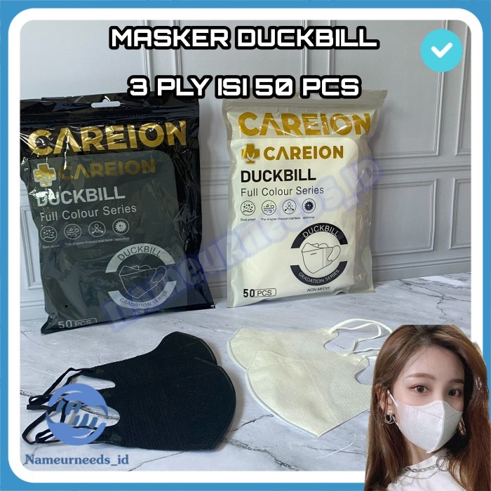 MASKER DUCKBILL 3PLY ISI 50 PCS CAREION MASKER DUCKBILL - Hitam/ Putih
