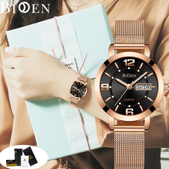 Biden Jam Tangan Wanita Anggun Otomatis Date Bisnis Tahan Air Kuarsa