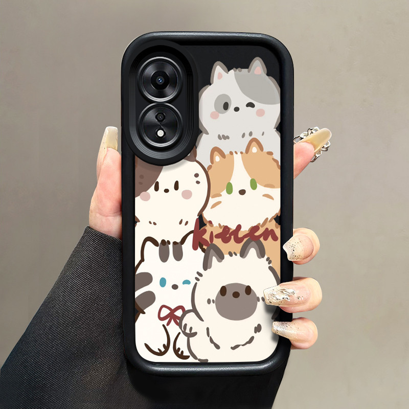 Casing Hp OPPO A58 Case Casing pelindung silikon Softcase lunak baru HP Kesing kucing layar penuh