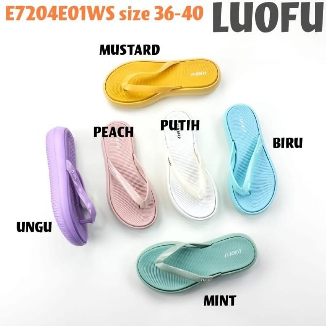 E7204E01WS LUOFU ORIGINAL jelly sandal karet cewek jepit wanita import