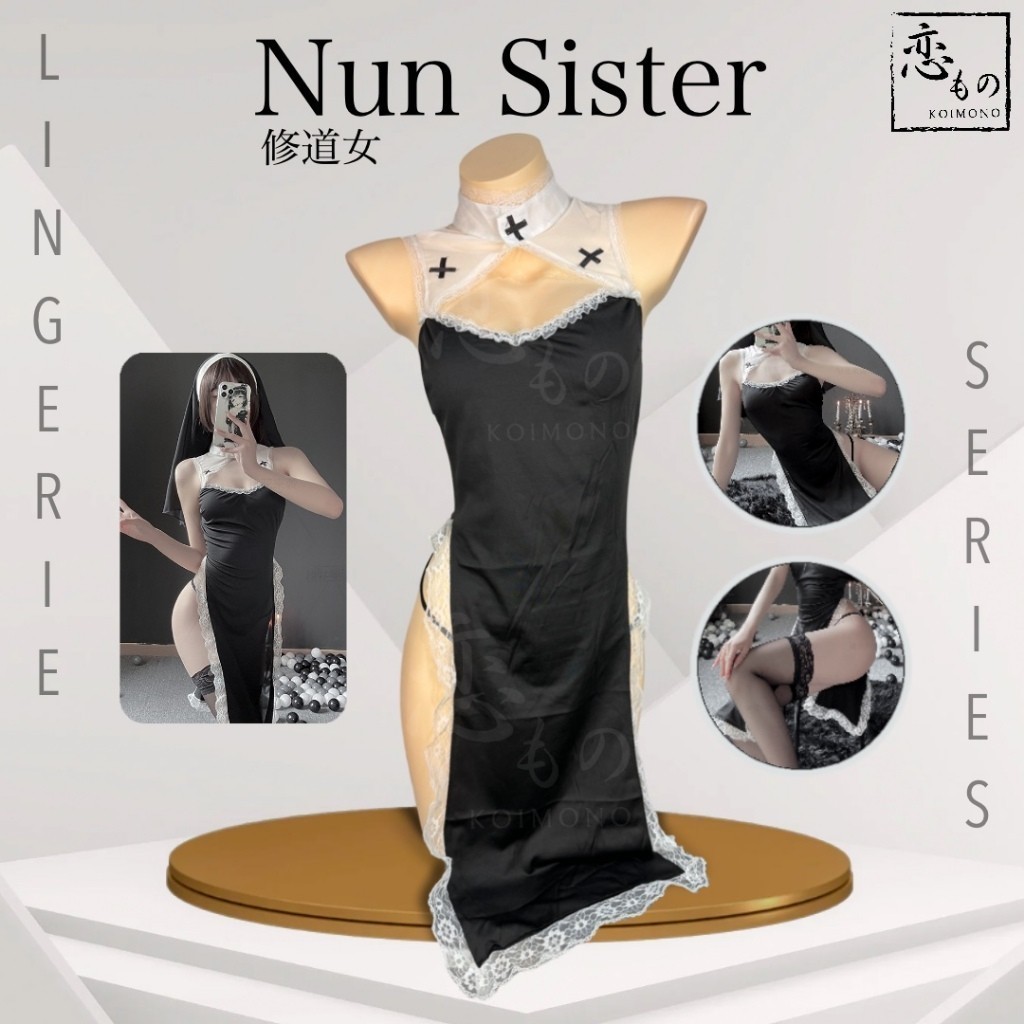 KOIMONO Nun Sister Costume - Sexy Lingerie Set / Lingerie Cosplay Baju Kostum Sexy Biarawati Rolepla