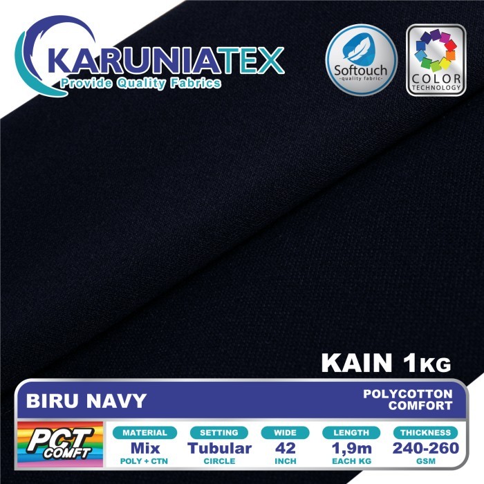 

Kain Polycotton Comfort Biru Navy Karunia Textile