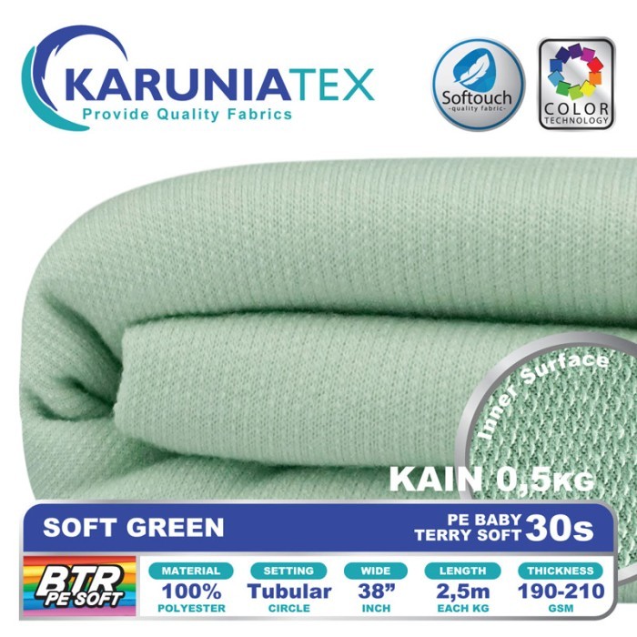 

Bahan Baby Terry PE Soft 30s 0,5Kg Soft Green Karunia Textile