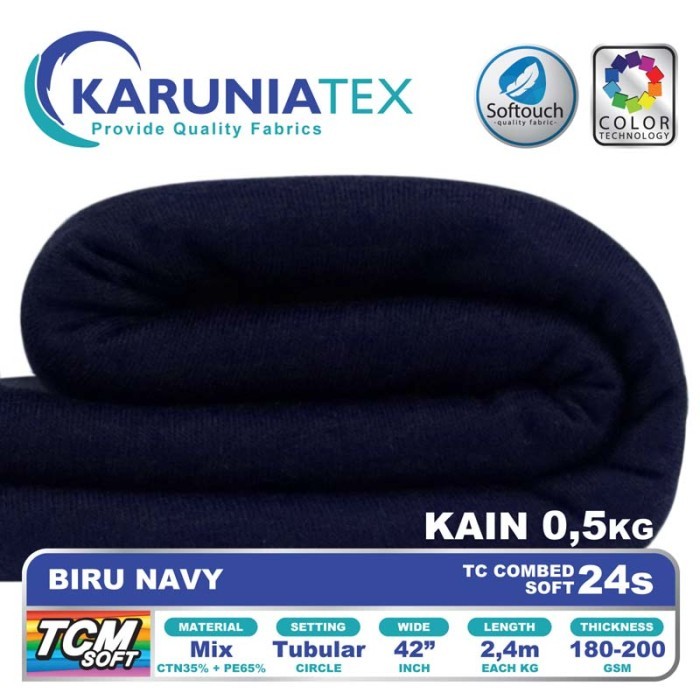 

Bahan Kaos TC Combed 24s 0,5 Kg Biru Navy Karunia Textile