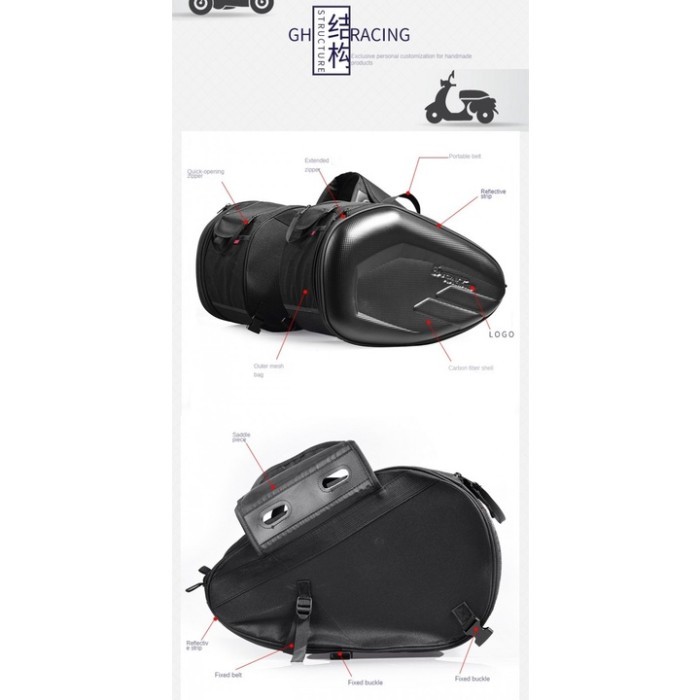 GHOST RACING GR-MAB01 - Riding Bag Tas Jok Belakang Rear Seat Bag