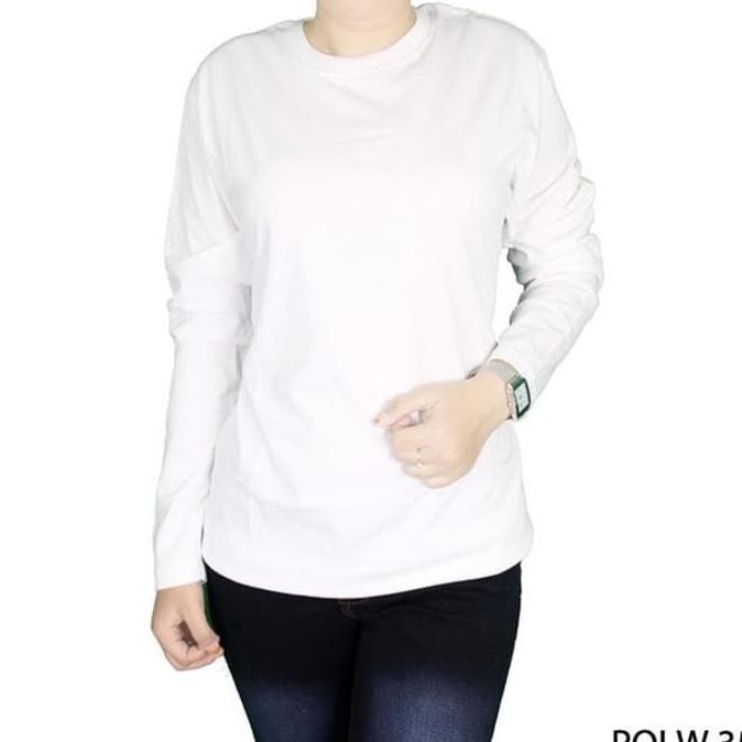 kaos polos lengan panjang - kaos polos wanita - kaos putih polos