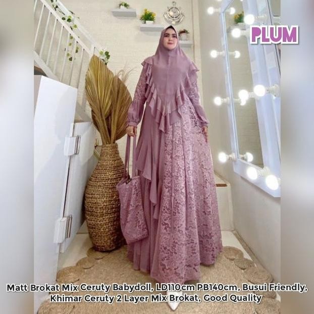 Baju Gamis Wanita Muslimah Zaiba Syari Pesta Kondangan Brokat Terbaru