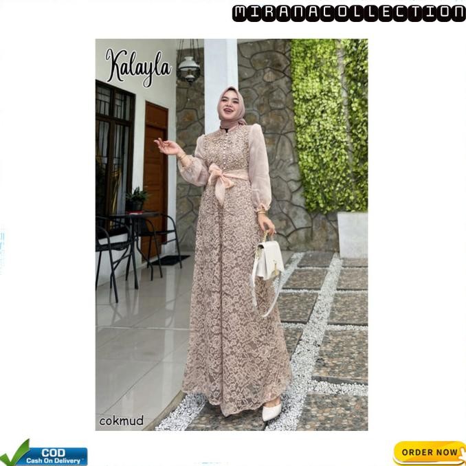 GAMIS PESTA KALAYLA ORGANZA DRESS WANITA MUSLIMAH KALAYLA BRUKAT